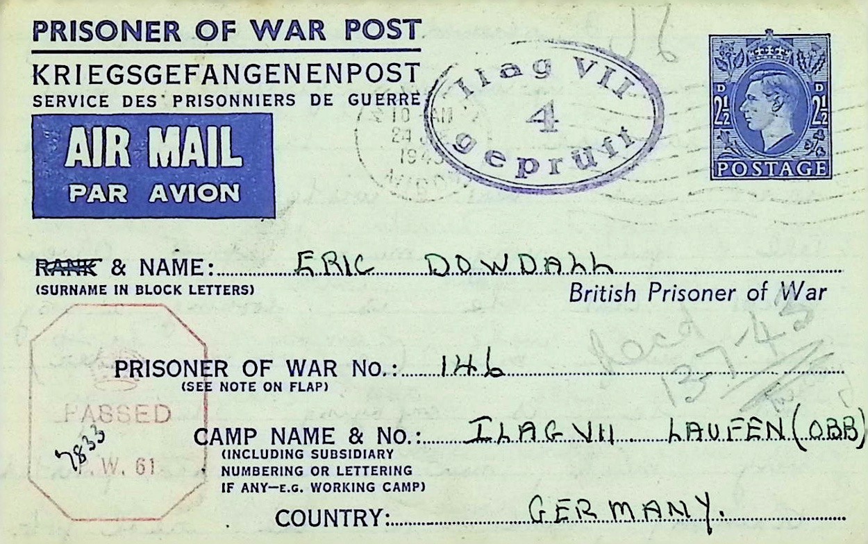 Eric Dowdall Prisoner of War Cover